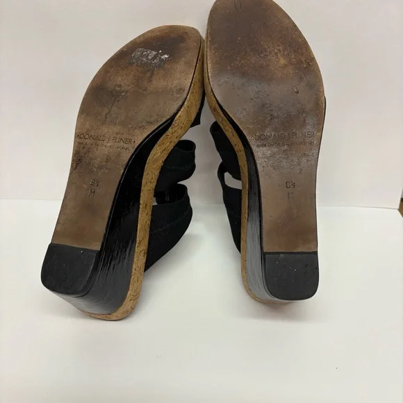 Donald J. Pliner Black Wedge Sandals Clare Cork Platform Size 8.5 - Picture 6 of 10